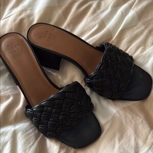 a new day Black Mules with Woven Design
